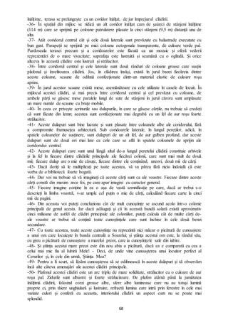 68
înălțime, terasa se prelungește ca un coridor înălțat, de jur împrejurul clădirii.
-36- În spațiul din mijloc se ridică un alt coridor înălțat cam de șaizeci de stânjeni înălțime
(114 m) care se sprijină pe coloane patrulatere plasate la cinci stânjeni (9,5 m) distanță una de
alta.
-37- Atât coridorul central cât și cele două laterale sunt prevăzute cu balustrade executate cu
bun gust. Parapeții se sprijină pe mici coloane octogonale transparente, de culoare verde pal.
Pardoseala terasei precum și a coridoarelor este făcută ca un mozaic și oferă vederii
reprezentări de o mare vivacitate; suprafața este lustruită și seamănă cu o oglindă. Și orice
altceva în această clădire este lustruit și strălucitor.
-38- Între coridorul central și cele laterale sunt două rânduri de coloane groase care susțin
plafonul și învelitoarea clădirii. Jos, în clădirea însăși, există în jurul bazei fiecăreia dintre
aceste coloane, scaune de odihnă confecționate dintr-un material elastic de culoare roșu
aprins.
-39- În jurul acestor scaune există mese, asemănătoare cu cele utilizate în casele de locuit. În
mijlocul acestei clădiri, și mai precis între coridorul central și cel prevăzut cu coloane, de
ambele părți se găsesc mese paralele lungi de sute de stânjeni în jurul cărora sunt amplasate
un mare număr de scaune cu brațe mobile.
-40- În ceea ce privește scrinurile sau dulapurile, în care se găsesc cărțile, nu trebuie să credeți
că sunt făcute din lemn; acestea sunt confecționate mai degrabă cu un fel de aur roșu foarte
strălucitor.
-41- Aceste dulapuri sunt bine lucrate și sunt plasate între coloanele albe ale coridorului, fără
a compromite frumusețea arhitecturii. Sub coridoarele laterale, în lungul pereților, adică, în
spatele coloanelor de susținere, sunt dulapuri de un alt fel, de aur galben profund, dar aceste
dulapuri sunt de două ori mai late ca cele care se află în spatele coloanele de sprijin ale
coridorului central.
-42- Aceste dulapuri care sunt unul lângă altul de-a lungul peretelui clădirii constituie arhivele
și la fel în fiecare dintre clădirile principale ale fiecărei colonii, care sunt mai mult de două
mii; fiecare dulap are o mie de căsuțe, fiecare dintre ele conținând, uneori, două mii de cărți.
-43- Dacă doriți să le multiplicați pe toate acestea, vă va părea fără nicio îndoială că este
vorba de o bibliotecă foarte bogată.
-44- Dar voi nu trebuie să vă imaginați că aceste cărți sunt ca ale voastre. Fiecare dintre aceste
cărți constă din maxim zece foi, pe care apar imagini cu caracter general.
-45- Fiecare imagine conține în ea o așa de vastă semnificație pe care, dacă ar trebui s-o
descrieți în limba voastră, v-ar umple cel puțin o mie de cărți, calculând fiecare carte la cinci
mii de pagini.
-46- Din aceasta voi puteți concluziona cât de mult cunoștințe se ascund acolo într-o colonie
principală de genul acesta. Iar dacă adăugați și că în această bandă solară există aproximativ
cinci milioane de astfel de clădiri principale ale coloniilor, puteți calcula cât de multe cărți de-
ale voastre ar trebui să conțină toate cunoștințele care sunt închise în cele două benzi
secundare.
-47- Cu toate acestea, toate aceste cunoștințe nu reprezintă nici măcar o picătură de cunoaștere
a unui om care locuiește în banda centrală a Soarelui; și știința acestui om este, la rândul său,
cu greu o picătură de cunoaștere a marelui preot, care ia cunoștințele sale din iubire.
-48- Și știința acestui mare preot este din nou abia o picătură, dacă ea e comparată cu cea a
celui mai mic fiu al Iubirii Mele! - Deci, de unde vine cunoașterea unui locuitor perfect al
Cerurilor și, în cele din urmă, Știința Mea?
-49- Pentru a fi scurt, să lăsăm cunoașterea să se odihnească în aceste dulapuri și să observăm
încă alte câteva amenajări ale acestei clădiri principale.
-50- Plafonul acestei clădiri este un arc triplu de mare soliditate, strălucitor cu o culoare de aur
roșu pal. Zidurile sunt albastre și foarte strălucitoare. De plafon atârnă până la jumătatea
înălțimii clădirii, folosind corzi groase albe, sfere albe luminoase care nu au totuși lumină
proprie ci, prin tăiere unghiulară și lustruire, refractă lumina care intră prin ferestre în cele mai
variate culori și conferă cu aceasta, interiorului clădirii un aspect cum nu se poate mai
splendid.
 