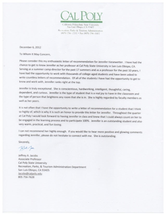 letter of recommendation cal poly slo letter of recommendation