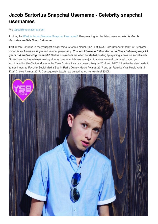 jacob sartorius snapchat username