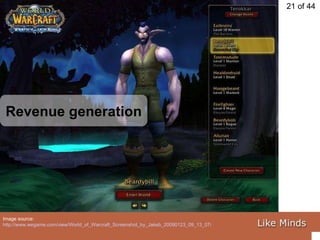 Revenue generation Image source:  http://www.wegame.com/view/World_of_Warcraft_Screenshot_by_Jakeb_20090123_09_13_07/   