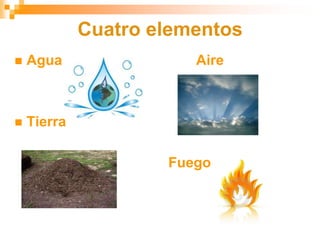  Agua Aire
 Tierra
Fuego
Cuatro elementos
 