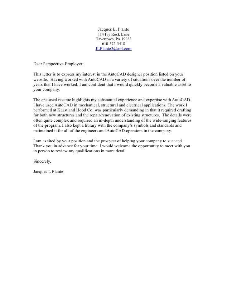 sample autocad cover letter