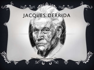 JACQUES DERRIDA 
The Deconstruction Theory 
 