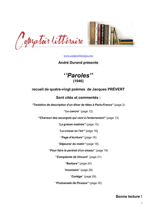 Jacques Prévert, Paroles | PDF