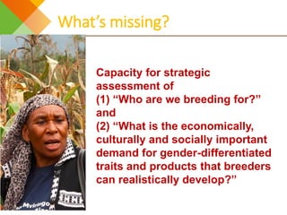 Design elements for gender-responsive breeding: Starting points and unresolved issues