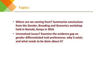 Design elements for gender-responsive breeding: Starting points and unresolved issues