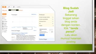 sensor
Blog Sudah
Jadi
Sekarang
tinggal isikan
blog anda
dengan konten.
Klik “tanda
pensil”.
Lalu akan
muncul halaman
posting
 