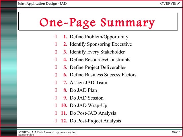 one page summary template