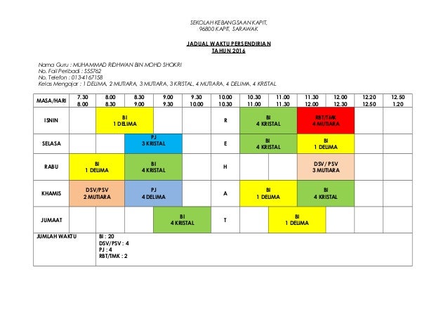  Jadual  peribadi ridhwan 2020
