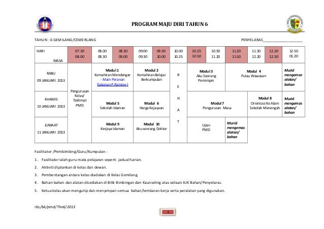 Jadual Program Maju Diri