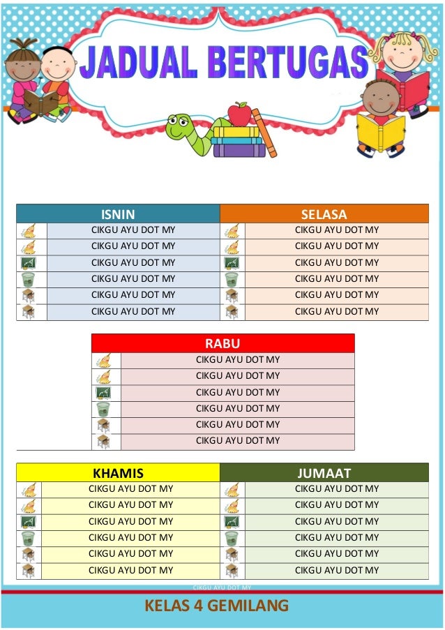 Jadual tugasan bilik darjah