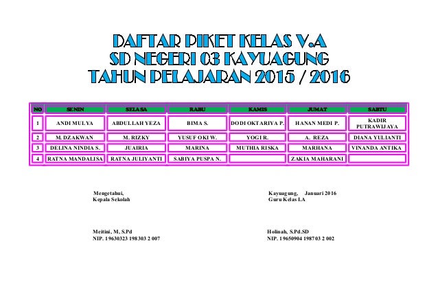 Contoh Gambar Jadwal  Pelajaran Kelas Yang Unik