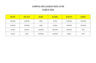 jadwal pelajaran kelas tiga sdn brangkal 1 | DOCX