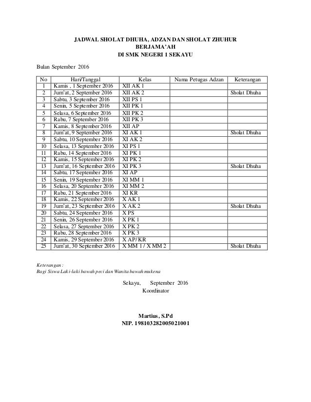 Jadwal sholat