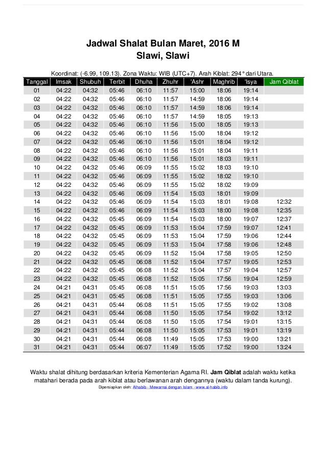 Jadwal sholat tahun_2016-slawi_slawi