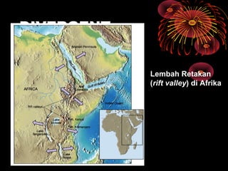 DIVERGENT
Lembah Retakan
(rift valley) di Afrika
 