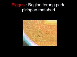 Plages : Bagian terang pada
piringan matahari
 