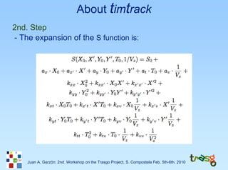 About timtrack
2nd. Step
- The expansion of the S function is:




    Juan A. Garzón: 2nd. Workshop on the Trasgo Project. S. Compostela Feb. 5th-6th. 2010
 