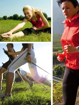 Gipfeltreffen für Gratwanderer
Bei uns liegen Ihnen Wander-, Trekking- und Hochtouren zu Füßen, die das Herz schneller schlagen lassen, schon
bevor Sie nur einen Fuß vor den anderen gesetzt haben. Herrliche Höhenwege, grüne Almen und Panoramen, min-
destens so atem(be)raubend wie die Aufstiege. Das Motto lautet „vom Gletscher bis zur Rebe“ – denn unser Reich
von König Ortler hat mehr als 50 Dreitausender und unendlich viele „kleinere“ Gipfel zu bieten; vom flachen Waal-
weg durch die Weinberge bis zum steilen Steig hinauf in Fels und Eis zeigt sich die Bergwelt in Tausend Facetten.


Wander+Plus
Unsere Inklusivleistungen – Ihre Vorteile
Touren: 3 bis 5 geführte Wanderungen pro Woche
(im Sommer auch hochalpine Gipfeltouren – gegen
geringe Gebühr)
Testen: Unser Aktiv-Testcenter bietet Ihnen für jede
Tour aktuelle Trekking- und Wanderschuhe von Lowa,
Trekkingstöcke von Leki sowie die passenden GPS-
Geräte von Garmin zum kostenlosen Ausprobieren
Tragen: Ein Wanderrucksack wartet in Ihrem Zimmer
auf Sie – zur Benutzung während Ihres Aufenthalts
Essen  Trinken: Trinkflasche mit Maxim Energy Drink
und Maxim Energy Riegel für jede Tour
Planen: Wandermappe mit 70 Tourentipps am Info-
Point. Alle Touren sind als GPS-Tracks vorhanden



Wanderpaket Expert                                        Wanderpaket Premium
23.03.–18.11.2012 | jederzeit buchbar                     23.03.–18.11.2012 | jederzeit buchbar

••  Trekking-Rucksack von Vaude im Wert von € 82,–
   1                                                      •• 1 Paar Leki-Wanderstöcke im Wert von € 120,–
••  Paar Lowa-Trekkingschuhe „Gorgon GTX“ im
   1                                                      ••  Trekking-Rucksack von Vaude im Wert von € 82,–
                                                             1
   Wert von € 140,–                                       ••  Paar Lowa-Trekkingschuhe „Gorgon GTX“ im Wert
                                                             1
••  geführte Wanderungen, davon 3 hochalpine Touren
   5                                                         von € 140,–
•• agdhof-Trinkflasche und 2 Maxim-Energieriegel
   J                                                      ••  geführte Wanderungen, davon 3 hochalpine Touren
                                                             5
•• 1 Wanderkarte                                          •• agdhof-Trinkflasche und 2 Maxim-Energieriegel
                                                             J
•• alle Wander+Plus Leistungen                            •• 1 Wanderkarte
                                                          •• alle Wander+Plus Leistungen
€ 165,–* pro Person
zusätzlich zur Aktiv+Plus Genießerpension (S. 42)         € 225,–* pro Person
                                                          zusätzlich zur Aktiv+Plus Genießerpension (S. 42)




8
 
