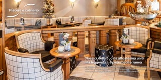 Piacere e culinario
Bar e ristorante
Classici della cucina altoatesina uniti
alla leggerezza alpina-mediterranea
Un viaggio alla scoperta della raffinata tradizione culinaria del nostro territorio e dei suoi
mille volti. Lo Jagdhof esaudisce ogni vostro desiderio! Proponiamo gustosi e invitanti
menu anche per vegetariani e persone che soffrono di intolleranze!
 