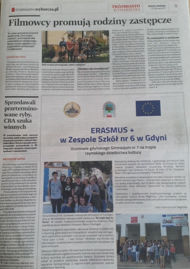  Article in the national newspaper ' Gazeta Wyborcza'