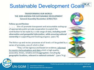 ggim.un.org
Positioning geospatial information to address global challenges
Sustainable Development Goals
 