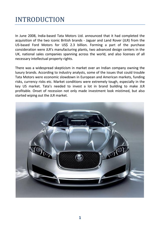 Jaguar Land Rover Acquisition by Tata MotorsJaguar land rover