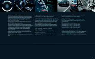 Bowers & Wilkins 525-Watt-                                                                 Jaguar Sequential Shift TM                                                                 Klimaautomatik
Premium-Klangsystem                                                                        Bietet die Wahl zwischen Drive-, Sport, Automatik- und manuellem Schaltmodus mit           Mit automatischer, 5-stuﬁg-regelbarer Umluftfunktion, Regelung der Luftfeuchtigkeit,
Basiert auf dem Jaguar 525-Watt-Premium-Klangsystem, zusätzlich mit Bowers & Wilkins       One-Touch-Schaltwippen hinter dem Lenkrad für manuelles Schalten.                          Luftﬁlter und 2-Zonen-Temperaturkontrolle für Fahrer und Beifahrer.
Lautsprechertechnologie, leistungsstarken, verzerrungsarmen Kevlar®-Mitteltontreibern,
speziell entwickelten Aluminium-Hochtönern und einzigartigem Verstärkersystem.             Adaptive Dynamics (Adaptives Fahrwerk)                                                     Valet-Funktion
                                                                                           Bietet die optimale Balance aus Fahrkomfort bei niedrigen Geschwindigkeiten und            Dieser spezielle Parkmodus erlaubt es dem Valet-Service das Fahrzeug zu parken und
Windows Media ® Audio (WMA) und                                                            Präzision im Handling für Fahrten bei hoher Geschwindigkeit. Bis zu 100 mal pro Sekunde    abzuschließen, ohne jedoch Zugriff auf Kofferraum und Handschuhfach zu gewähren.
MP3-Kompatibilität                                                                         werden Karosseriebewegungen, Lenkung und Daten der Laufräder analysiert und die            Die Aktivierung und Deaktivierung der Valet-Funktion erfolgt einfach und sicher über
Stellt sicher, dass der im Armaturenbrett integrierte CD-Wechsler CDs mit WMA- und         Fahreigenschaften so permanent über elektronisch gesteuerte Dämpfer angepasst.             das Touchscreen-Display.
MP3-Inhalten abspielen kann.
                                                                                           Active Differential Control Control                                                        Räder
Bluetooth ® -Schnittstelle (3)                                                             (Aktive Differenzialkontrolle)                                                             Leichtmetallfelgen 8,5” x 18” vorn, 9,5” x 18” hinten, Design „Venus“
Mit der Bluetooth®-Schnittstelle können Sie in Ihrem Fahrzeug Ihr Bluetooth®-fähiges       Elektronisch gesteuerte, aktive Differenzialkontrolle mit funktionalem Handling.           Leichtmetallfelgen 8,5” x 19” vorn, 9,5” x 19” hinten, Design „Caravela“
Mobiltelefon im Freisprechmodus benutzen. Die Schnittstelle ermöglicht Telefongespräche,   Minimiert den Schlupf zwischen den Hinterrädern und sorgt so in Zusammenarbeit             Leichtmetallfelgen 8,5” x 19” vorn, 9,5” x 19” hinten, Design „Artura”
ohne dass das Telefon in die Hand genommen werden muss – sofern sich das Gerät             mit den Traktions-, ABS und DSC Systemen bei verschiedenen Straßenverhältnissen            Leichtmetallfelgen 8,5” x 19” vorn, 9,5” x 19” hinten, Design „Tamana“
im Fahrzeug beﬁndet. Über die Kompatibilität Ihres Mobiltelefons mit der Bluetooth®-       für optimale Traktion und Stabilität.                                                      Leichtmetallfelgen 8,5” x 20” vorn, 9,5” x 20” hinten, Design „Kalimnos“
Schnittstelle informiert Sie gern Ihr Jaguar Vertragspartner. Oder unsere Website:                                                                                                    Leichtmetallfelgen 8,5” x 20” vorn, 9,5” x 20” hinten, Design „Nevis“
unter www.jaguar.de ﬁnden Sie im Bereich „Ihr Jaguar“ aktuelle Informationen zu            DSC Dynamic Stability Control
Bluetooth®-Kompatibilität.                                                                 (mit TracDSC)
                                                                                           Verringert in kritischen Situationen automatisch die Motorleistung und bremst bei Bedarf   (1)
                                                                                                                                                                                          In den unterschiedlichen Regionen gibt es unterschiedliche DVDs. Bitte fragen Sie Ihren
Anschluss für portable Audio-Geräte (4)                                                    einzelne Räder ab, um Über- oder Untersteuern entgegen zu wirken.                              Händler, welche Länder-DVDs mit Ihrem Fahrzeug geliefert werden.
Ermöglicht den Anschluss eines iPods, MP3 Players oder USB-Speichermediums an das                                                                                                     (2)
                                                                                                                                                                                          Das Navigationssystem darf nur benutzt werden, wenn es die Fahrtüchtigkeit des Fahrers
Klangsystem, Steuerung über den 7“-Touchscreen.                                            Aktives Kurvenlicht                                                                            nicht einschränkt und die Sicherheit anderer Verkehrsteilnehmer nicht gefährdet.
                                                                                           Abhängig von der Fahrzeuggeschwindigkeit und dem Lenkeinschlag schwenkt das                (3)
                                                                                                                                                                                          Bluetooth® und zugehörige Logos sind Eigentum der Bluetooth SIG, Inc. und werden von
7-Zoll-Touchscreen-Farbdisplay                                                             System die Scheinwerferlinsen um bis zu 15 Grad nach links oder rechts, um Kurven              Jaguar Cars Limited mit freundlicher Genehmigung verwendet.
Steuerung für das Audiosystem, Klimaanlage, Bluetooth®-Schnittstelle, Navigationssystem    optimal auszuleuchten.                                                                     (4)
                                                                                                                                                                                          iPod ist ein von Apple Inc. in den USA und anderen Ländern eingetragenes Warenzeichen.
und Uhr.




                                                                                                                                                                                                                                                                                    71
 