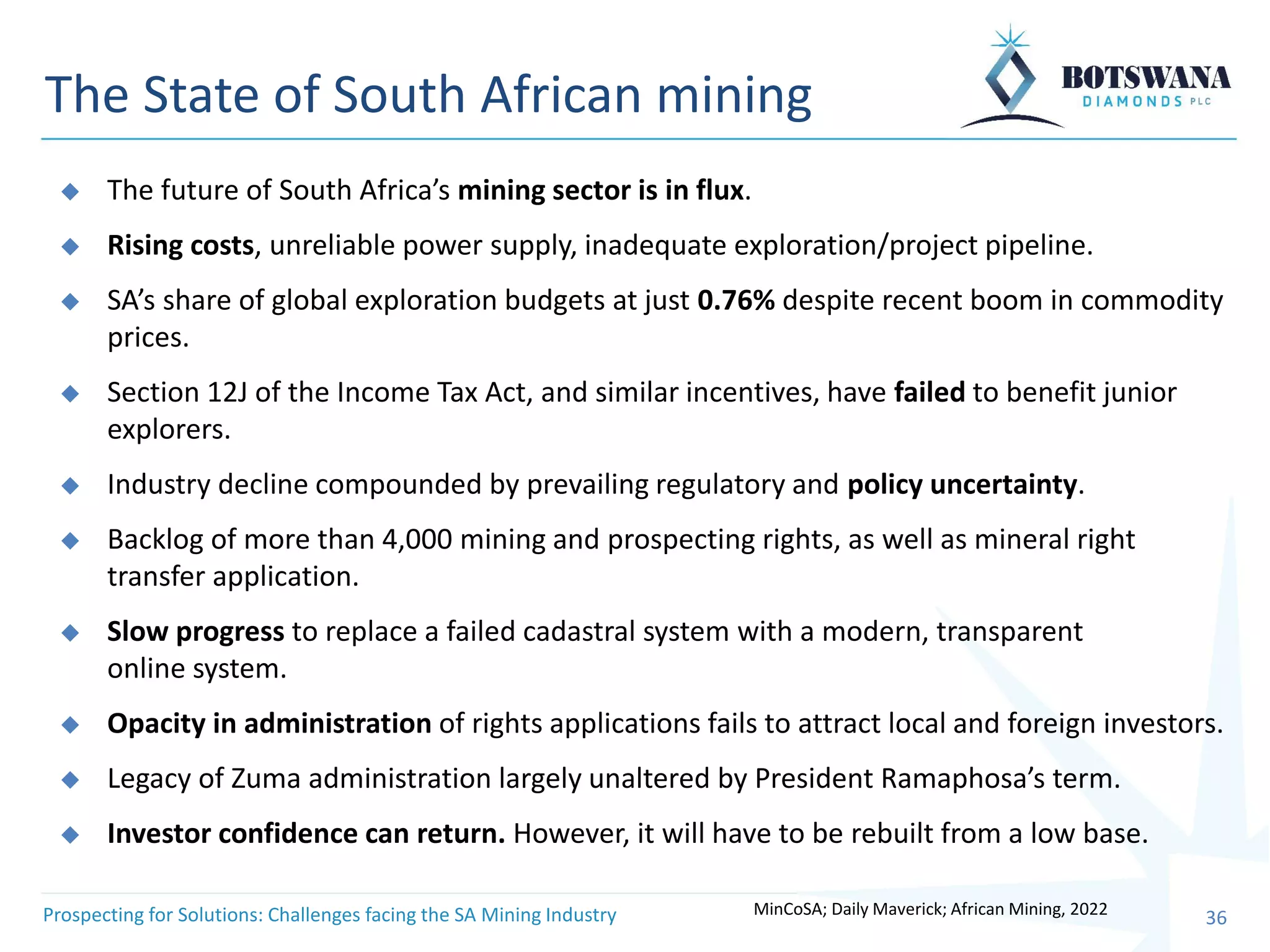 Prospecting for Solutions: Challenges facing the South African Mining ...