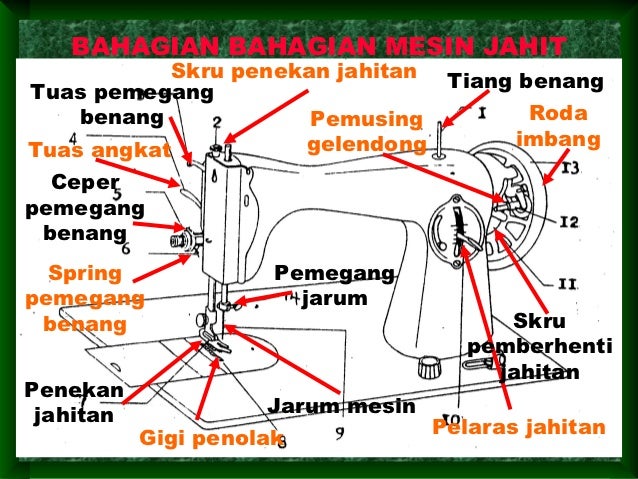 bahagian mesin jahit dan fungsinya
