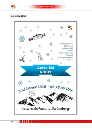 Jahresbericht 2015
41 | Seite
Vorschau 2016
 
