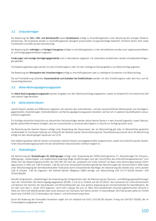 Jahresabschluss zum 31. März 2018 100
3.2. Umlaufvermögen
Die Bewertung der Roh-, Hilfs- und Betriebsstoffe sowie Handelswaren erfolgt zu Anschaffungskosten unter Beachtung des strengen Niederst-
wertprinzips. Die Ersatzteile werden zu Anschaffungskosten abzüglich prozentueller Gruppenabschläge bewertet. Erhaltene Skonti, Boni sowie
Frachtkosten und Zölle wurden berücksichtigt.
Die Bewertung der unfertigen und fertigen Erzeugnisse erfolgte zu Herstellungskosten. In den Herstellkosten wurden auch angemessene Materi-
al- und Fertigungsgemeinkosten angesetzt.
Forderungen und sonstige Vermögensgegenstände sind zu Nennwerten angesetzt. Für erkennbare Ausfallrisiken werden Einzelwertberichtigun-
gen gebildet.
Fremdwährungsforderungen werden mit dem Entstehungskurs oder mit dem niedrigeren Devisengeldkurs zum Bilanzstichtag angesetzt.
Die Bewertung der Wertpapiere des Umlaufvermögens erfolgt zu Anschaffungskosten oder zu niedrigeren Kurswerten zum Bilanzstichtag.
Die auf Fremdwährung lautenden Kassenbestände und Guthaben bei Kreditinstituten werden mit dem Entstehungskurs oder dem Kurs zum Bi-
lanzstichtag bilanziert.
3.3. Aktive Rechnungsabgrenzungsposten
Als Aktive Rechnungsabgrenzungsposten werden Ausgaben vor dem Abschlussstichtag ausgewiesen, soweit sie Aufwand für eine bestimmte Zeit
nach diesem Tage darstellen.
3.4. Aktive latente Steuern
Latente Steuern werden auf Differenzen angesetzt, die zwischen den unternehmens- und den steuerrechtlichen Wertansätzen von Vermögens-
gegenständen, Rückstellungen, Verbindlichkeiten und Rechnungsabgrenzungsposten bestehen und die sich in späteren Geschäftsjahren voraus-
sichtlich ausgleichen.
Für künftige steuerliche Ansprüche aus steuerlichen Verlustvorträgen werden aktive latente Steuern in dem Ausmaß angesetzt, soweit überzeu-
gende substantielle Hinweise vorliegen, dass ein ausreichendes zu versteuerndes Ergebnis in Zukunft zur Verfügung stehen wird.
Die Berechnung der latenten Steuern erfolgt unter Anwendung des Steuersatzes, der am Bilanzstichtag gilt oder im Wesentlichen gesetzlich
verabschiedet ist und dessen Geltung zum Zeitpunkt der Realisierung der Steuerentlastung bzw. Steuerbelastung erwartet wird. Die Berechnung
erfolgt mit dem aktuell gültigen Steuersatz von 25 %.
Eine Saldierung aktiver latenter Steuern mit passiven latenten Steuern wird gegebenenfalls vorgenommen, soweit eine Aufrechnung der tatsäch-
lichen Steuererstattungsansprüche mit den tatsächlichen Steuerschulden rechtlich möglich ist.
3.5. Rückstellungen
Die Berechnung der Rückstellungen für Abfertigungen erfolgt unter Anwendung der AFRAC-Stellungnahme 27 „Rückstellungen für Pensions-,
Abfertigungs-, Jubiläumsgeld- und vergleichbare langfristig fällige Verpflichtungen nach den Vorschriften des Unternehmensgesetzbuches“ (Juni
2016) nach den Bewertungsvorschriften der IFRS (IAS 19) nach der „projected unit credit method“ auf Basis eines Rechnungszinssatzes (Stich-
tagszinssatz) in Höhe von 1,80 % (Vorjahr: 1,80 %) und eines Pensionseintrittsalters gemäß den Bestimmungen der Pensionsreform 2003 sowie
unter Berücksichtigung der betriebsindividuellen Fluktuation durch entsprechende Abschläge. Als Valorisierung des Gehalts bzw. Lohns wurden
2,60 % (Vorjahr: 1,90 %) angesetzt. Die Defined Benefit Obligation (DBO) beträgt zum Bilanzstichtag EUR 22.777.102,00 (Vorjahr: EUR
19.624.466,00).
Gemäß Fachgutachten „Zweifelsfragen bei Anwendung der Fachgutachten über die Bilanzierung von Pensions- und Abfertigungsverpflichtungen
nach den Vorschriften des Rechnungslegungsgesetzes (KFS/RL 2 und 3) im Hinblick auf IAS 19 (2011)“ des Fachsenats für Unternehmensrecht
und Revision der Kammer der Steuerberater und Wirtschaftsprüfer war eine weitere Anwendung der Korridormethode für Geschäftsjahre, die
am oder nach dem 1. Jänner 2013 beginnen, nicht mehr zulässig. Die zum 31. März 2013 bestehenden versicherungstechnischen Verluste in
Höhe von EUR 4.525.665,00 werden über einen Zeitraum von höchstens fünf Jahren verteilt. Im Geschäftsjahr 2017/18 wurden daher ein Fünftel
davon bzw. EUR 905.132,72 letztmalig in der Gewinn- und Verlustrechnung erfasst.
Durch die Änderung der finanziellen Annahmen ergibt sich ein Aufwand von EUR 1.553.587,00 (Vorjahr: Ertrag von EUR 827.750,00), der im
Finanzergebnis ausgewiesen wird.
 