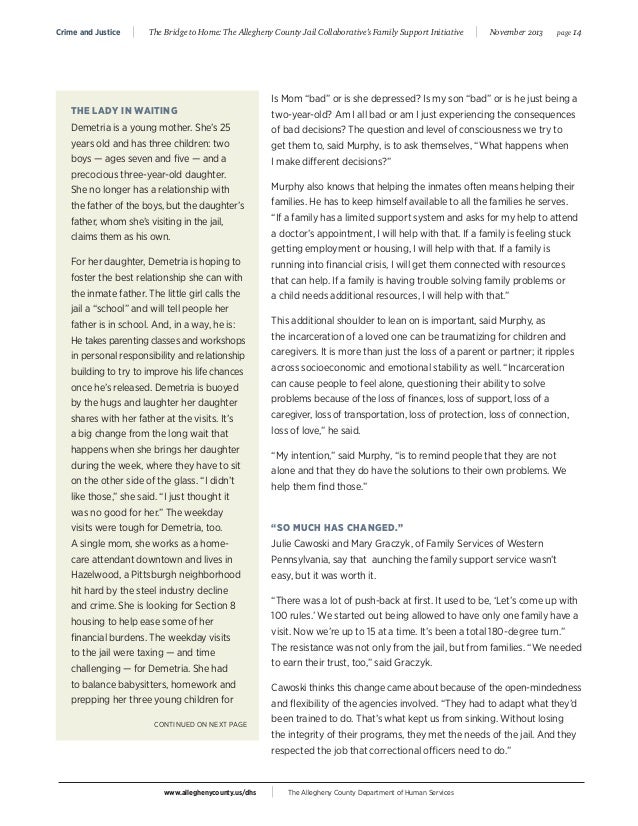 The Bridge To Home The Allegheny County Jail Collaborative S Family