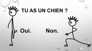 TU AS UN CHIEN ?
Oui. Non.
 