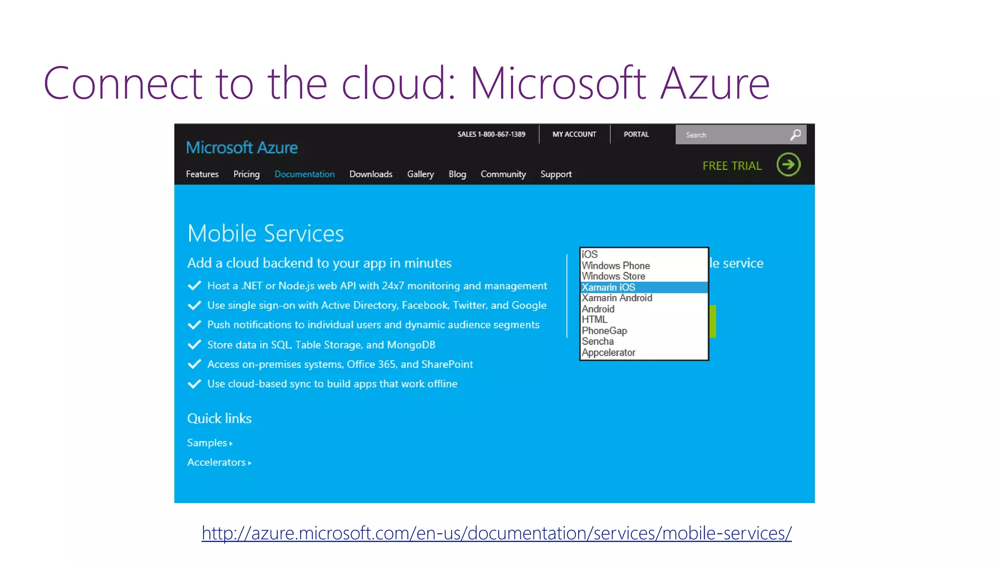 Connect to the cloud: Microsoft Azure http://azure.microsoft.com/en-us/documentation/services/mobile-services/ 