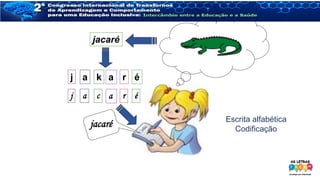 jacaré
j a k a r é
jacaré Escrita alfabética
Codificação
j a c a r é
 