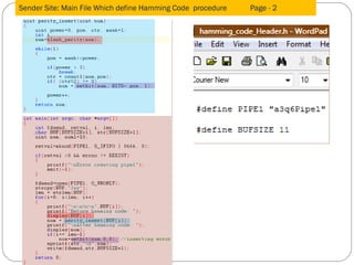 Sender Site: Main File Which define Hamming Code  procedure  Page - 2 