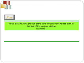 In Go-Back-N ARQ, the size of the send window must be less than 2 m ; the size of the receiver window  is always 1. Note 