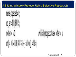 A Sliding Window Protocol Using Selective Repeat (2) Continued   