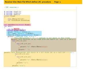 Receiver Site: Main File Which define LRC  procedure  Page -1 