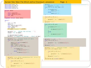 Sender Site: Main File Which define Checksum  procedure  Page - 1  