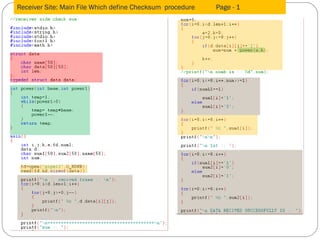 Receiver Site: Main File Which define Checksum  procedure  Page - 1  