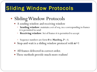 Sliding Window Protocols  ,[object Object],[object Object],[object Object],[object Object],[object Object],[object Object],[object Object],[object Object]