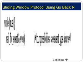 Sliding Window Protocol Using Go Back N Continued   
