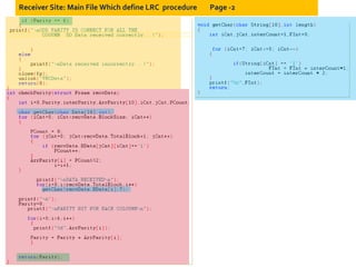 Receiver Site: Main File Which define LRC  procedure  Page -2 