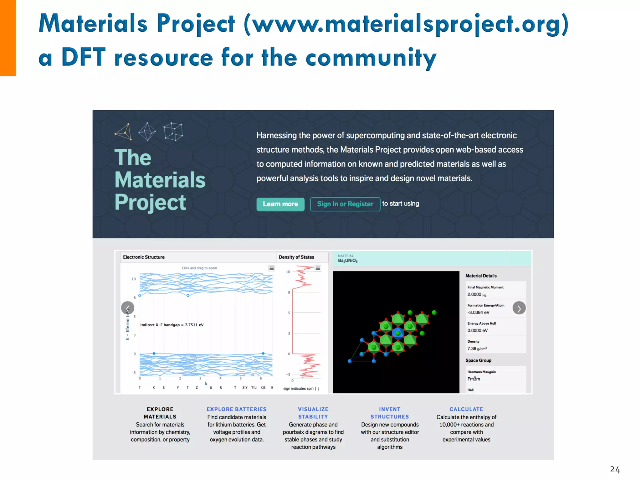 The Materials Project An Electronic Structure Database For Community The Materials Project An Electronic Structure Database For Community