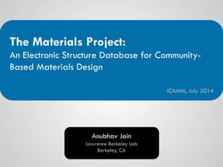 The Materials Project: An Electronic Structure Database for Community ...
