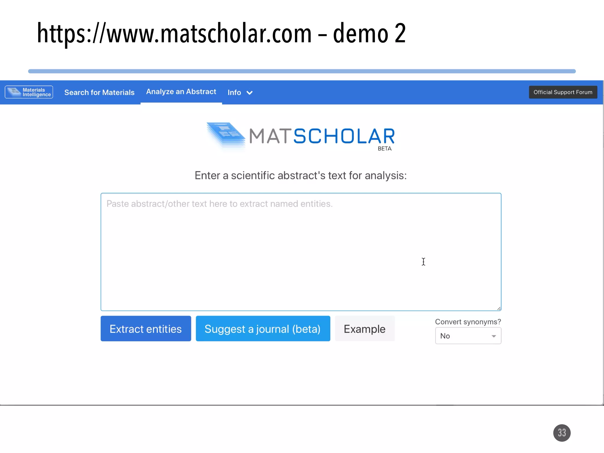 33 https://www.matscholar.com – demo 2 