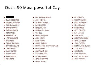 Out’s 50 Most powerful Gay
 