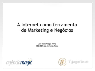 A Internet como ferramenta de Marketing e Negócios Jair João Viegas Filho SEO/SEM da Agência Magic 